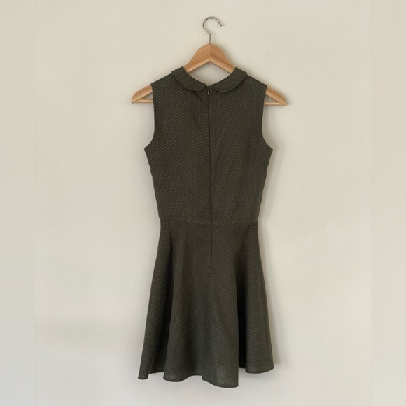 Darling Olive Green Wool Gabardine Sleeveless Peter Pan Collar Mini Dress XS - Picture 3 of 4